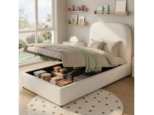 Lit avec rangement 90x200 cm MODENVIE coloris beige