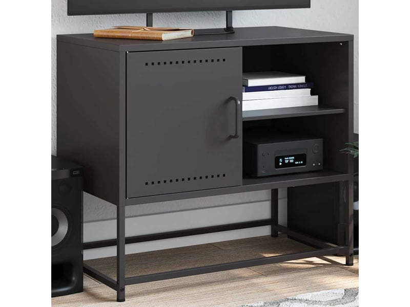  Meuble tv - banc tv - meuble de rangement noir 68x39x60,5 cm acier  - Conforama B