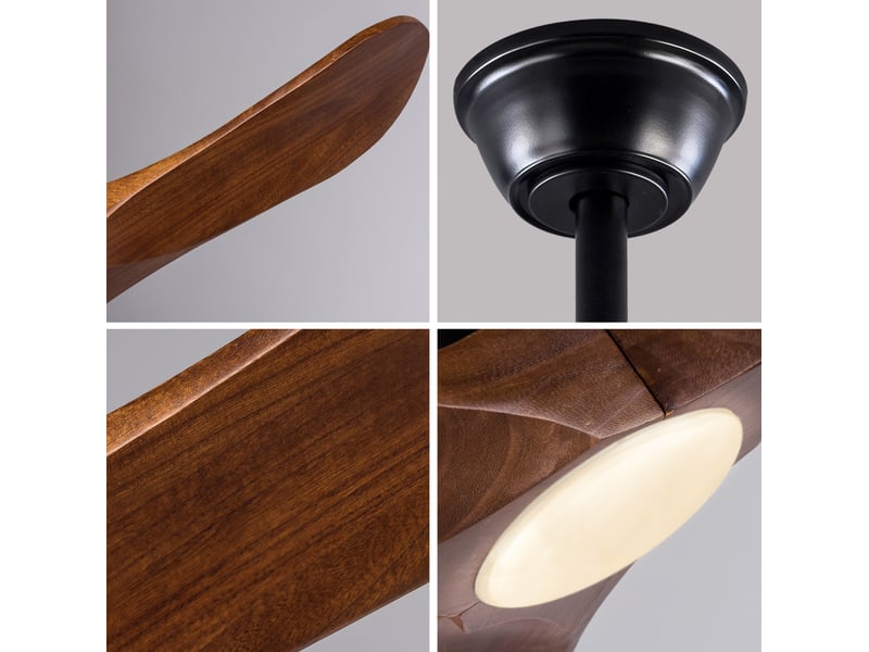  Ventilateur de plafond avec lumière 42 pouces, 3 pales en bois foncé, moteur dc silencieux, 6 vitesses réversibles  - Conforama D