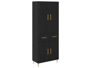Buffet - haut armoire chêne noir 69,5 x 34 x 180 cm bois d'ingénierie