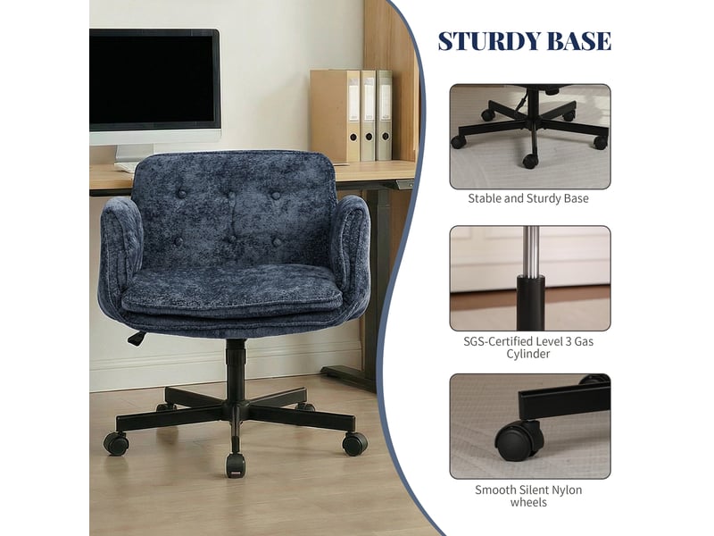  Chaise de bureau bleue pivotante, réglable avec accoudoirs rabattables, 150 kg  - Conforama D