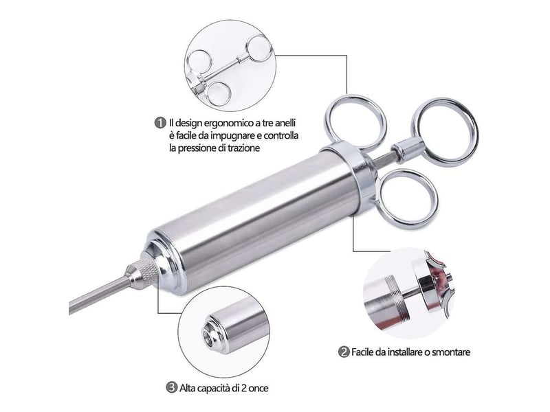  Seringue à marinade - injecteur de marinade avec accessoires - seringue à viande - seringue à marinade - brosse à marinade - accessoires pour seringue ASD003670 - Conforama B
