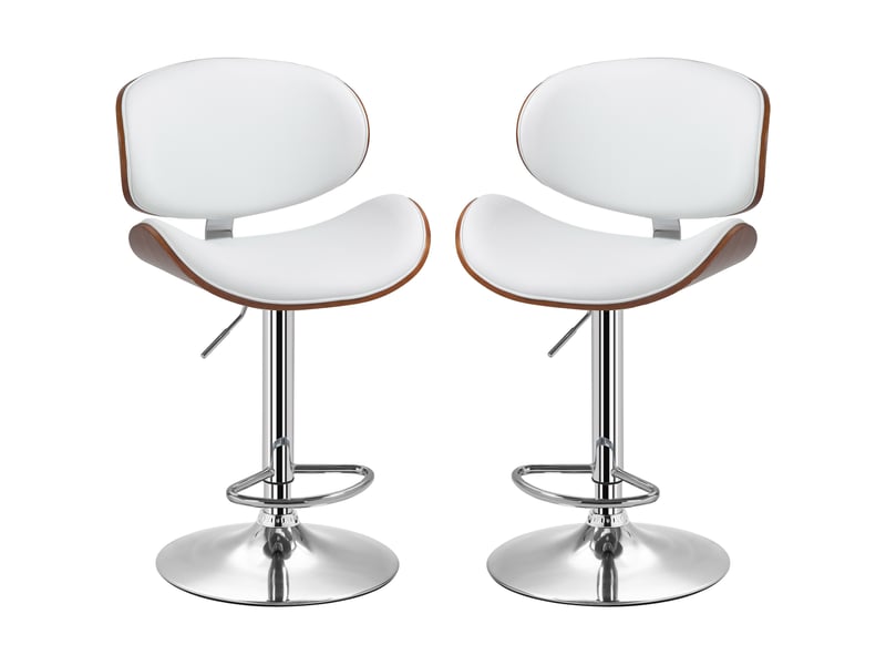  Lot de 2 chaises de bar tabouret hauteur réglable revêtement synthétique 53 x 52 x 92-112 cm blanc  - Conforama B