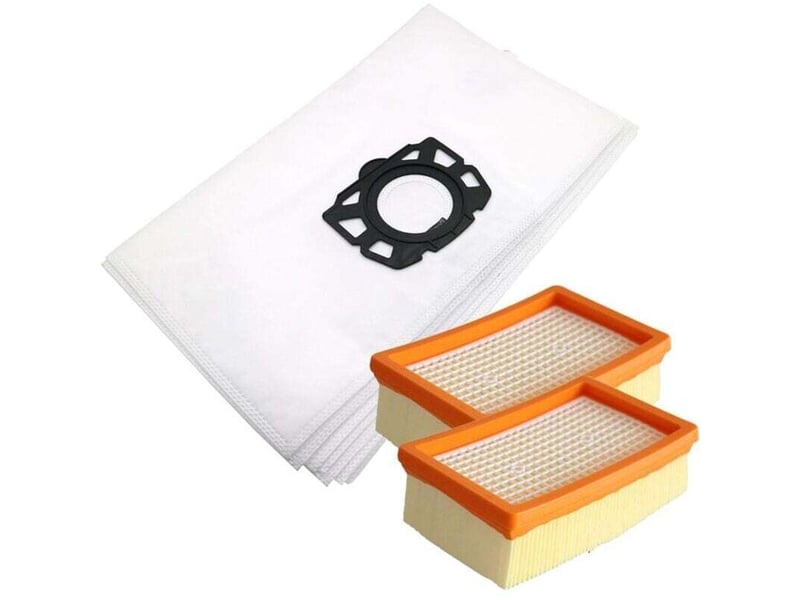  Enowelir kit de 10 sacs + 2 filtres pour aspirateur karcher wd4 wd5 mv4  - Conforama E