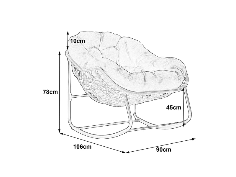  Fauteuil à bascule extérieur en rotin synthétique blanc 78x106x90 cm  - Conforama C