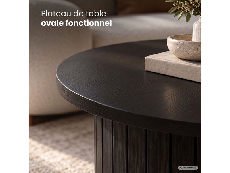Table basse nubo noire 48 cm ronde cannelée 48x48x42 cm NUBO - Conforama D