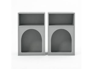 Tables de chevet tcqpz lot de 2 40 x 30 x 60 cm rangements ouverts mdf gris design arrondi