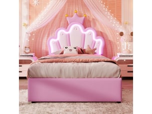 Lit simple 90x200 cm OKWISH coloris rose