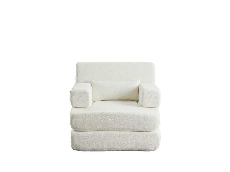  Fauteuil 1 place convertible 2-en-1 en chenille beige  - Conforama E