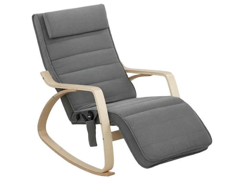 Fauteuil à bascule massant 67 x 106 cm - gris - chauffage lombaire, massage 8 points et repose-pieds réglable - Conforama A