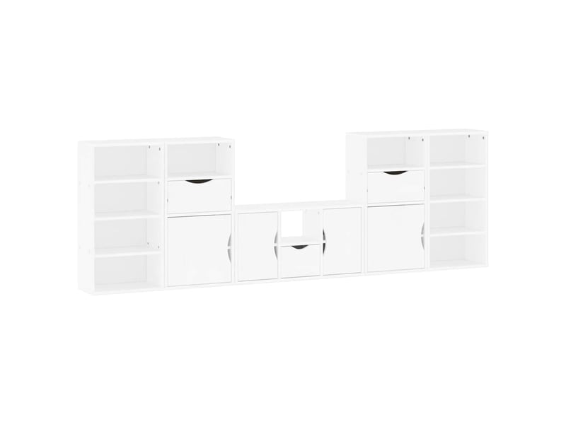  Meubles tv - banc tv - meuble de rangement 5 pcs avec rangement odda blanc bois de pin massif  - Conforama A