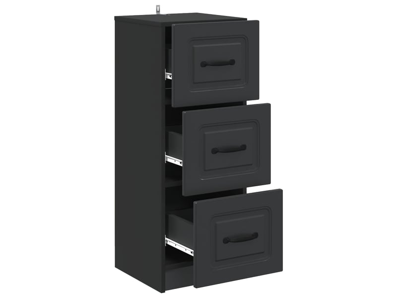  Armoire de rangement bureau, armoire à tiroirs noir 33 x 34,5 x 87 cm bois d'ingénierie  - Conforama E