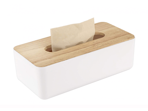 Distributeur de mouchoirs en bois et tissu 26x13x9cm - boîte rectangulaire pratique pour mouchoirs standard - organisation salle de bain