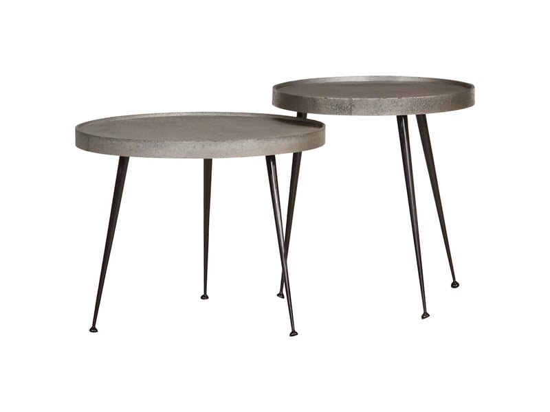  Table basse 2 pcs - table de salon - table à thé en bois composite argenté  - Conforama B