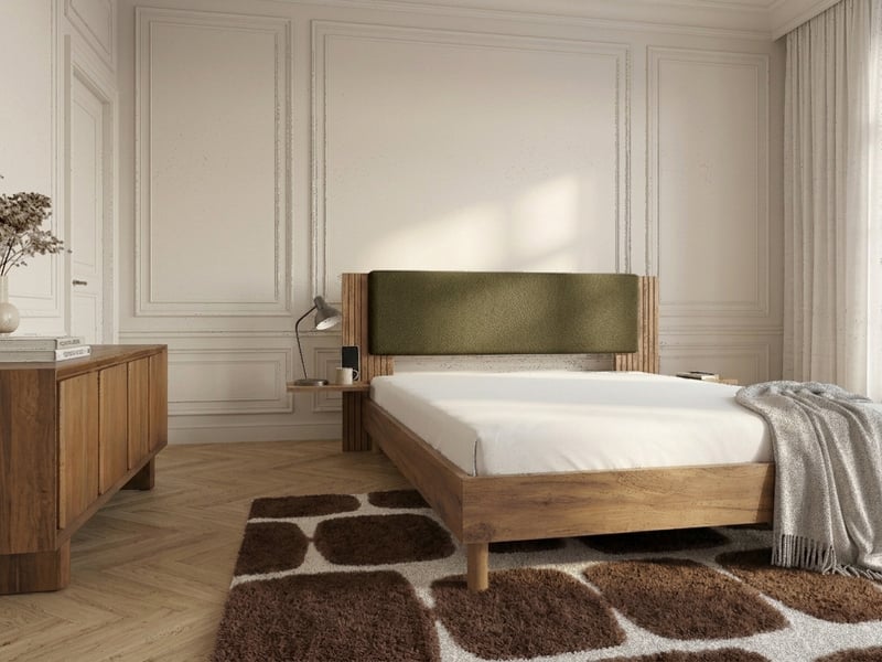  Bobochic lit lior lattes massives pieds en bois naturel vert 140x190 LIOR - Conforama C