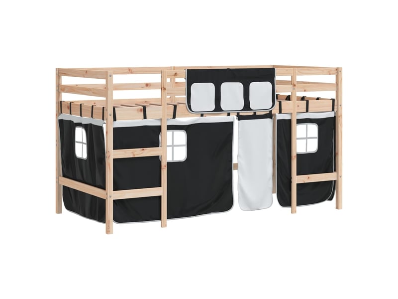  Lit mezzanine pour enfants - lit jeune avec rideaux sans matelas 80x200 cm  - Conforama A