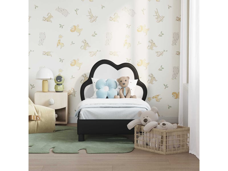  Lit simple- lit adulte -  cadre de lit pour tout-petit avec tête de lit noir 70 x 140 cm  - Conforama B