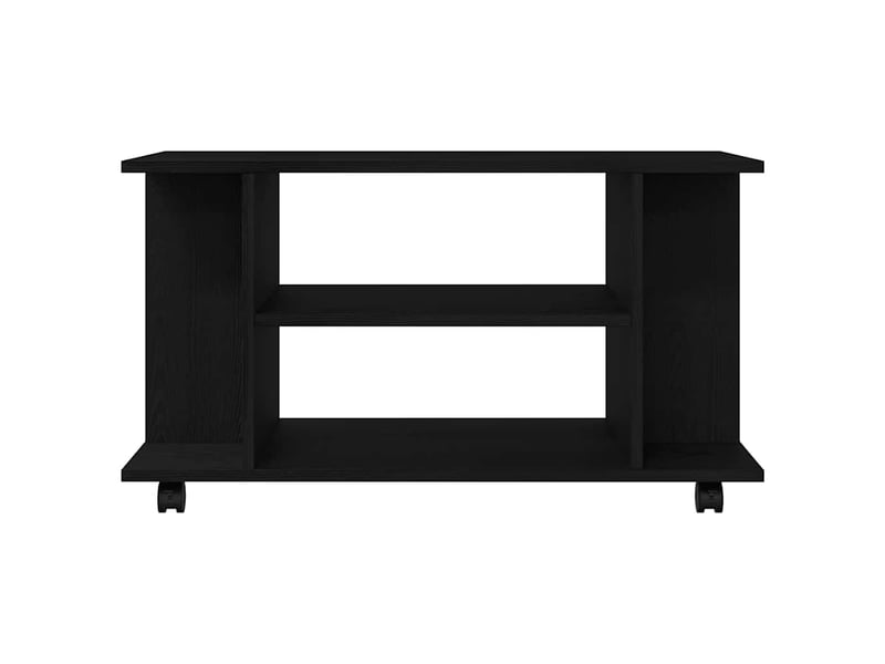  Meuble tv - banc tv - meuble de rangement à roulettes en chêne noir 80x40x45 cm bois d'ingénierie  - Conforama E