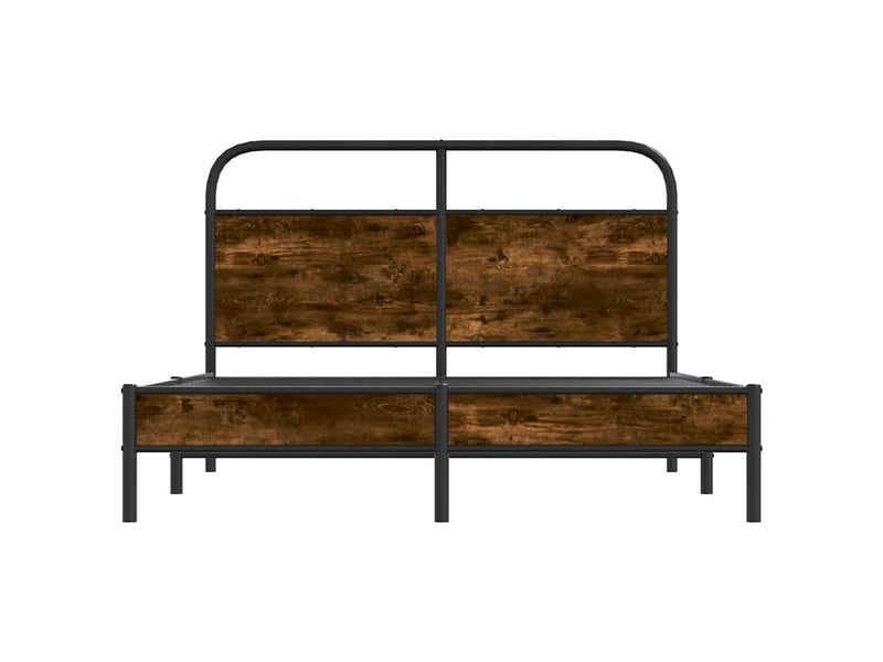  Lit double- lit adulte -  cadre de lit sans matelas 135x190 cm chêne fumé bois ingénierie  - Conforama D