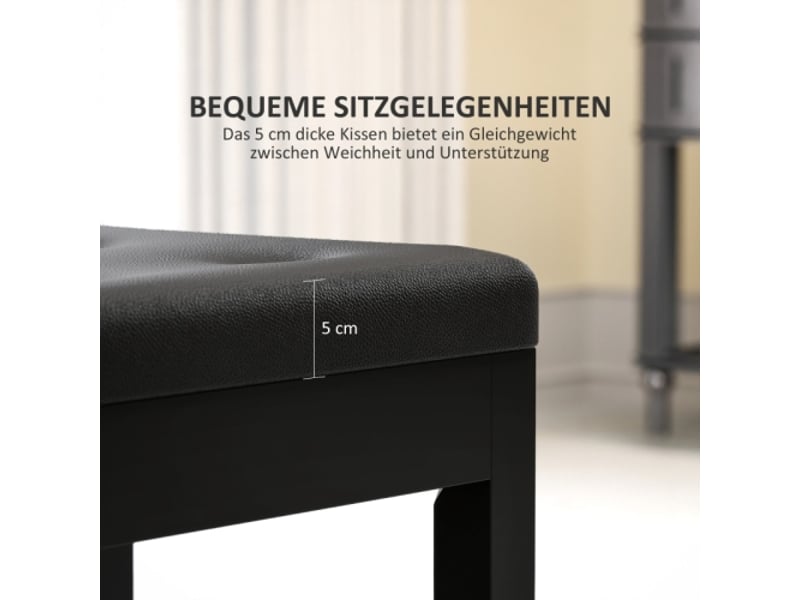  Banquette de piano avec rangement, pieds en bois, similicuir noir, 55 x 34 x 50 cm  - Conforama E