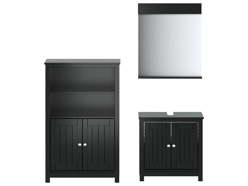 Ensembles de salle de bain, meubles de salle de bain 3 pcs berg noir bois de pin massif cf64778 - Conforama A