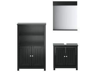Ensembles de salle de bain, meubles de salle de bain 3 pcs berg noir bois de pin massif cf64778