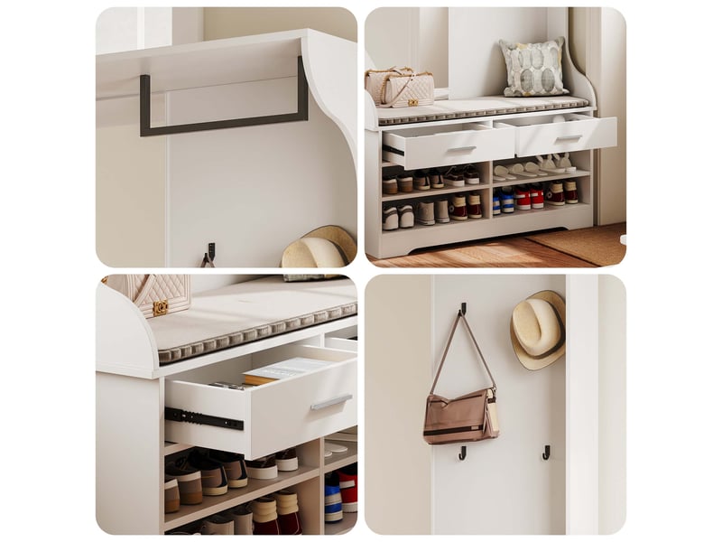  Porte-manteau avec miroircoloris blanc  - Conforama D