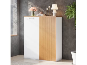 Buffet 80x40x110 cm avec portes à fermeture douce blanc et chêne