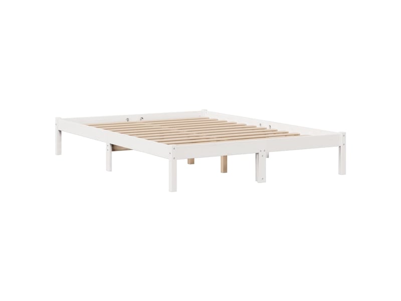  Lit double- lit adulte -  lit bibliothèque sans matelas blanc 160x200 cm bois pin massif  - Conforama D