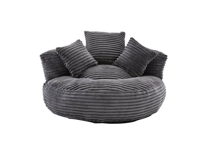 Canapé cordon gris foncé 108x108x52 cm avec haut dossier, trois coussins et accoudoirs galbés - Conforama A
