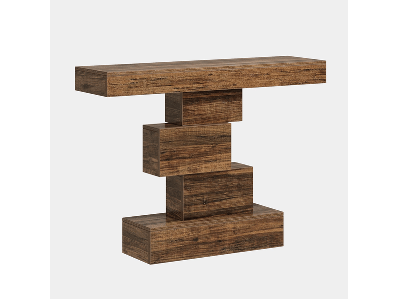  Console 108x30x80 cm brun foncé effet bois à base géométrique  - Conforama A