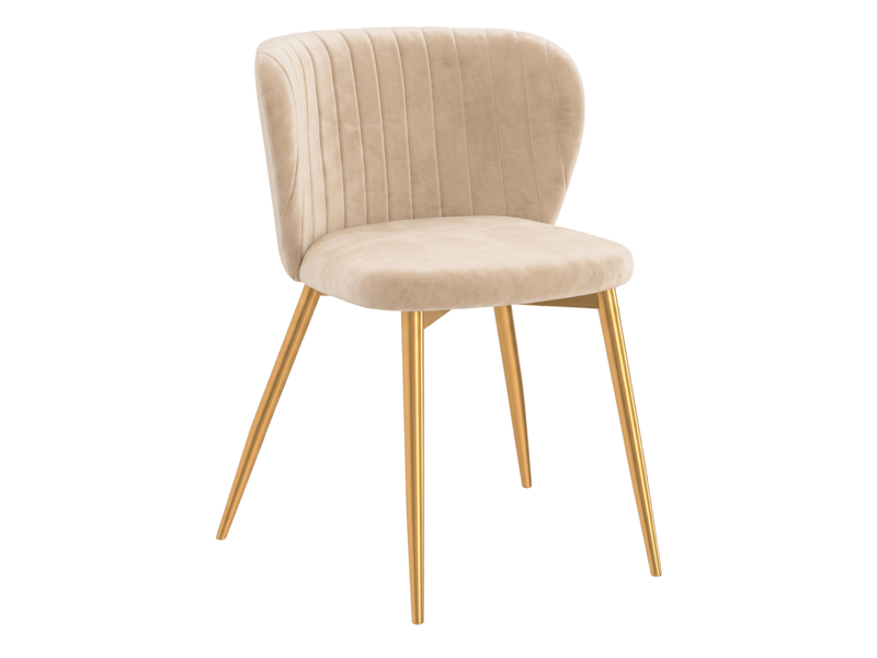  Lot de 6 chaises kasia en velours beige pieds dorés  - Conforama C