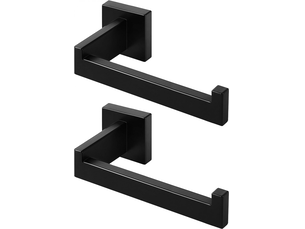 Porte-papier toilette noir, porte-papier toilette en acier inoxydable pour salle de bain et cuisine (carré), lot de 2