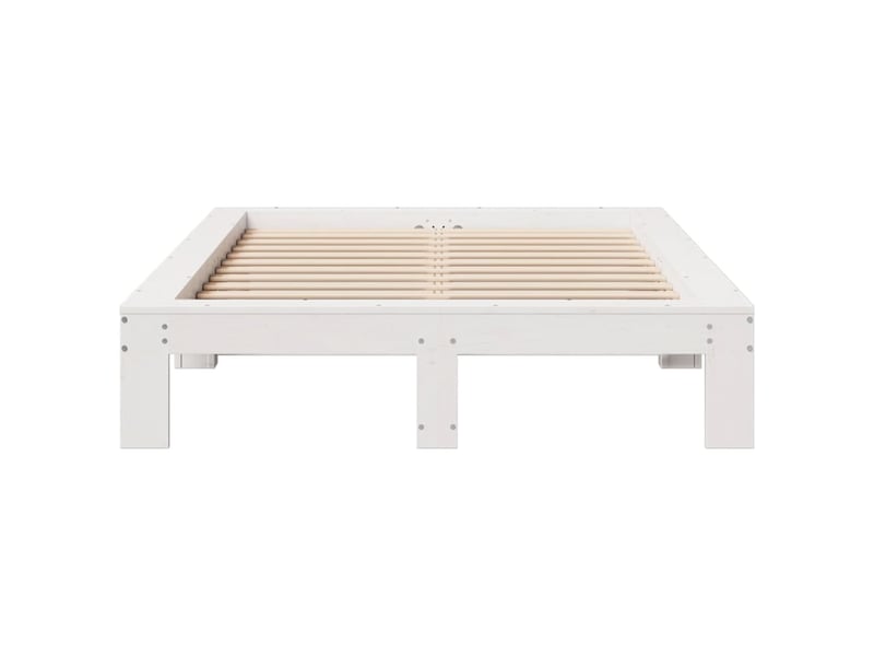  Lit double- lit adulte -  cadre de lit sans matelas blanc 120x190 cm bois de pin massif  - Conforama C
