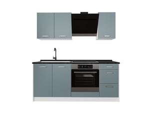 Vicco cuisine, bleu-grisblanc, 180cm, pt anthracite