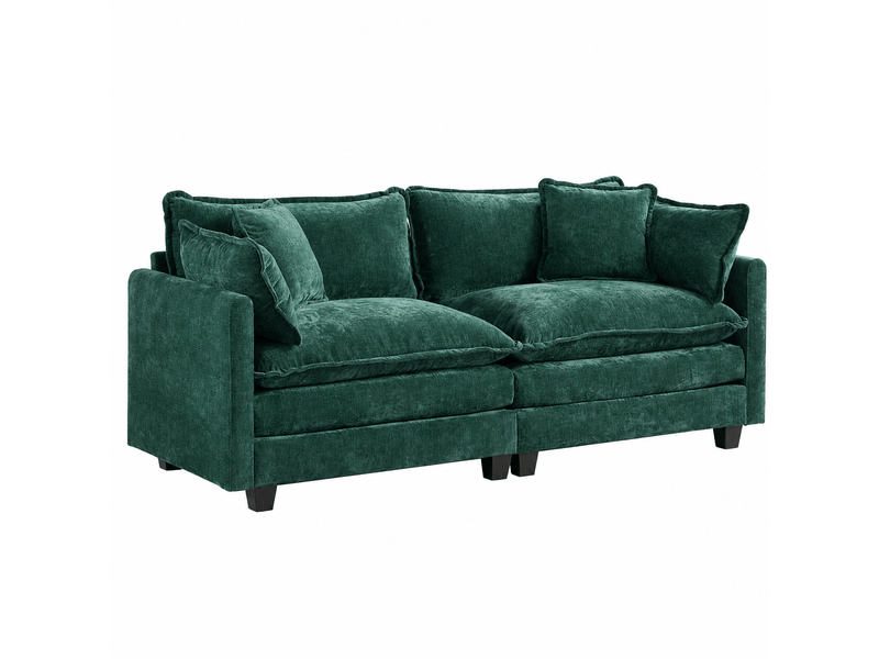  Canapé nuage 2 places moderne en chenille respirante coussins double couche vert  - Conforama A