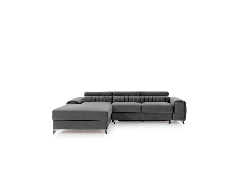  Canapé d'angle gauche gris foncé convertible 3 places jayson avec couchage  - Conforama A