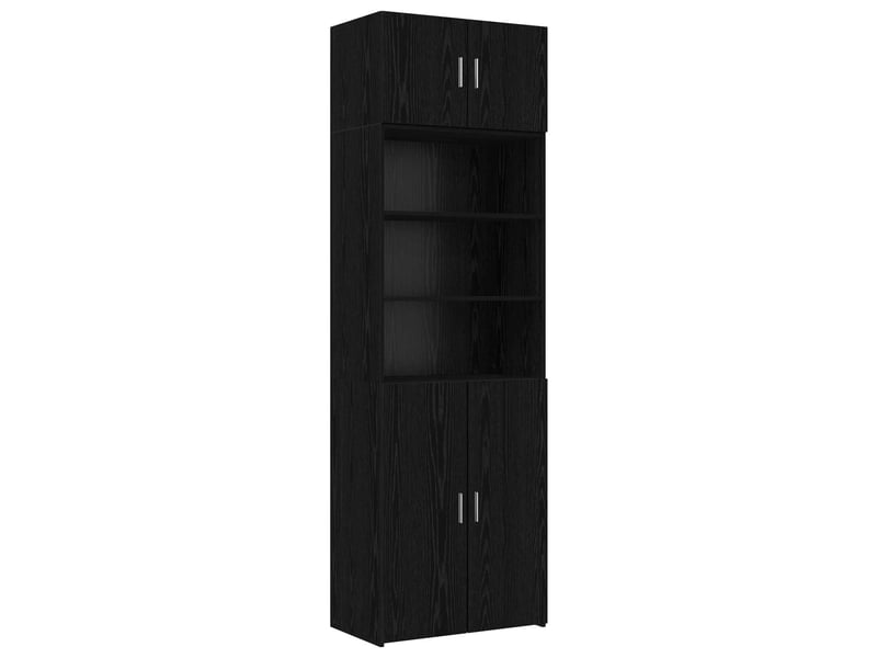  Buffet - cabinet de rangement avec étagères chêne noir bois d'ingénierie  - Conforama A