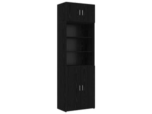 Buffet - cabinet de rangement avec étagères chêne noir bois d'ingénierie