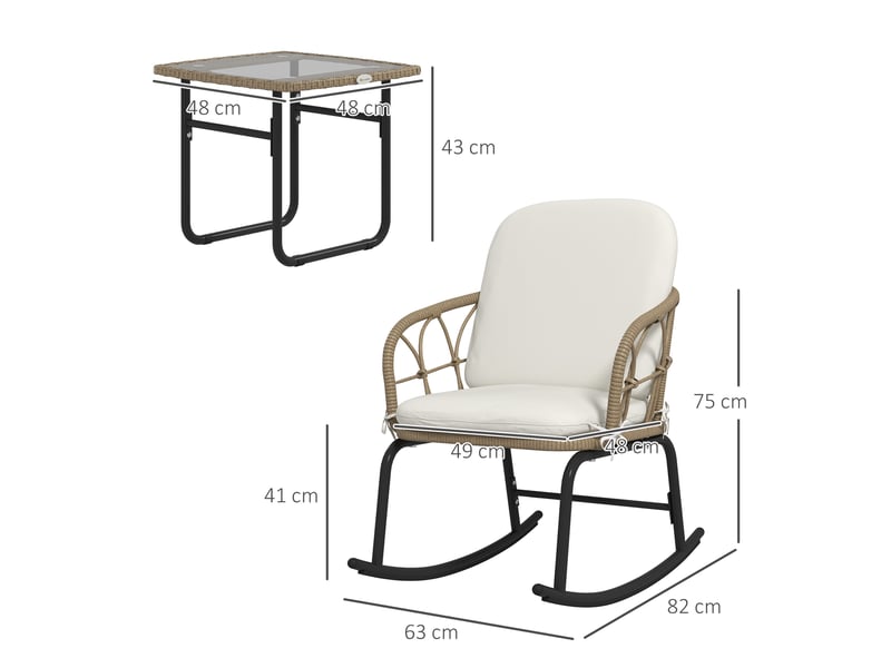 Salon de jardin,3 pièces avec 2 fauteuils à bascule et table,rotin pe,jaune - Conforama C