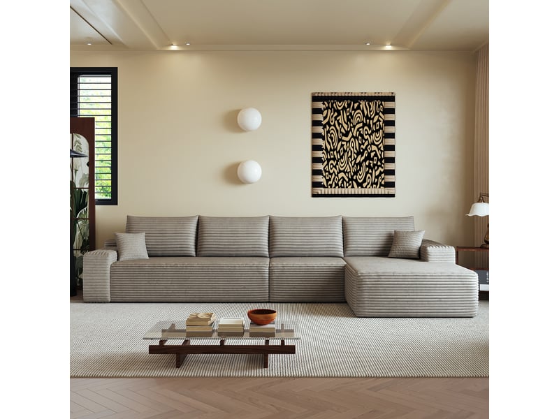 Canapé d'angle, canapé modulable, design moderne, 340 cm, pour salon, chambre, appartement, camel, livré monté, assise profonde - Conforama D