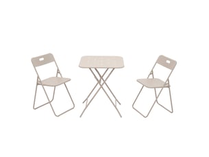 Ensemble table et chaises de jardin avec 2 chaises pliantes et 1 table, facile à ranger, en acier beige