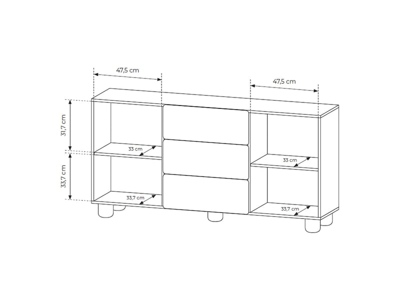  Buffet hamonene, meuble 3 tiroirs, 160x38x80h cm chêne marron Hamonene - Conforama D