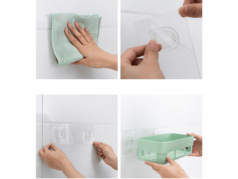 Étagères de salle de bain flottantes rectangulaires, adhésives puissantes, multifonctionnelles, à fixation murale, support de rangement - Conforama E