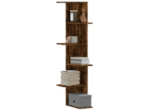 Étagère d'angle flottante, étagère murale chêne fumé bois d'ingénierie cf41395