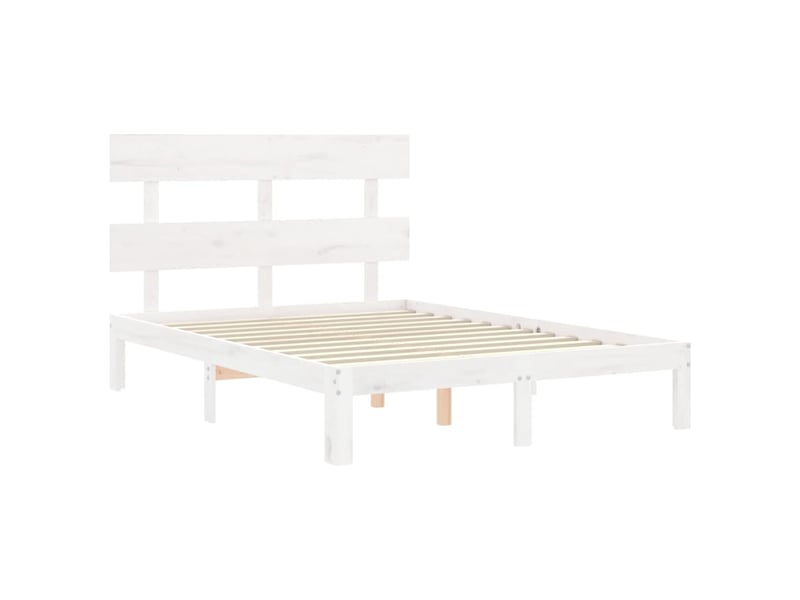  Lit double- lit adulte -  cadre de lit sans matelas blanc 120x200 cm bois de pin massif  - Conforama D