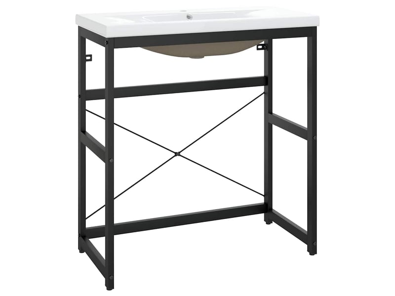 Cadre de lavabo de salle de bain vasque à encastrer noir fer shl626 - Conforama A
