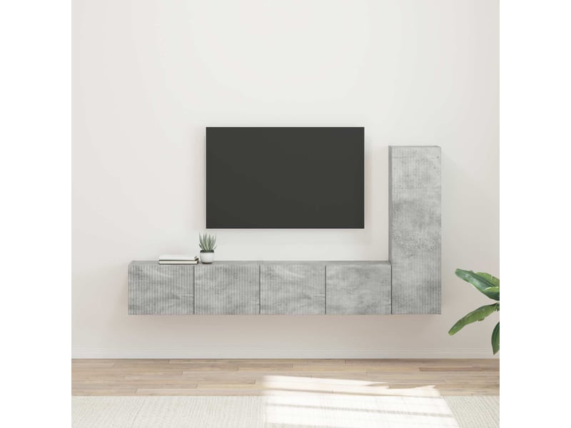  Ensemble meuble tv - banc tv - meuble de rangement 3 pcs gris béton bois d'ingénierie  - Conforama B
