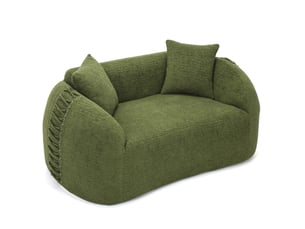 Canape droit moderne 2 places 155x90x67 cm compressé, incurvé, mousse et tissu chenille couleur vert