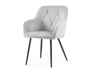 Chaise De Salle à Manger Chesterfield Baroque - Velours Gris Argenté - Acier Inox - Bador Decoration